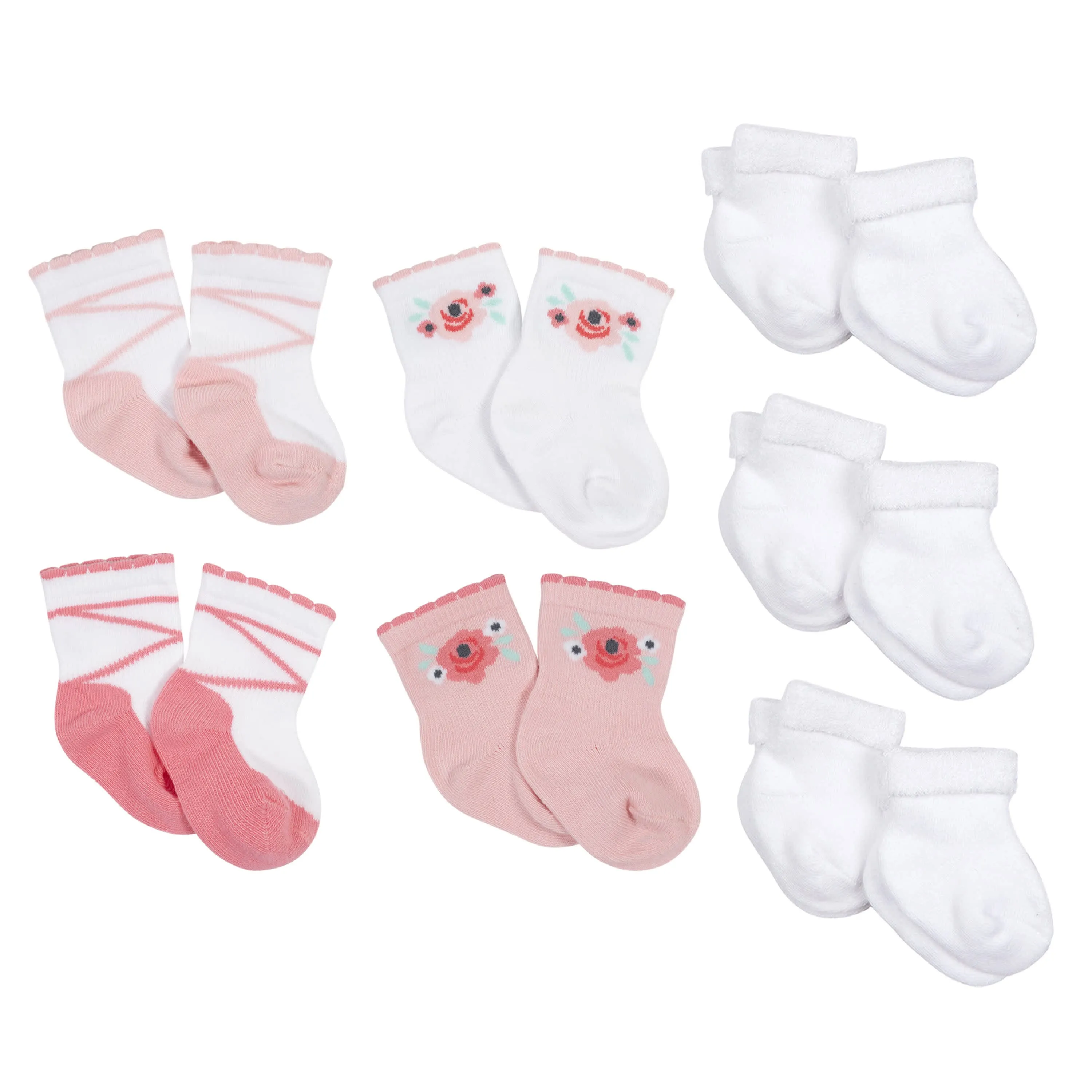 10-Pack Baby Girls Love You & White Wiggle Proof® Socks