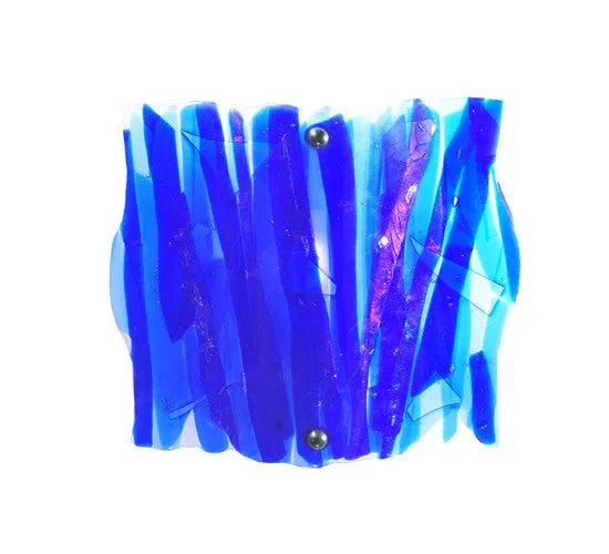 11"W Metro Fusion Azul Fused Glass Panel Wall Sconce