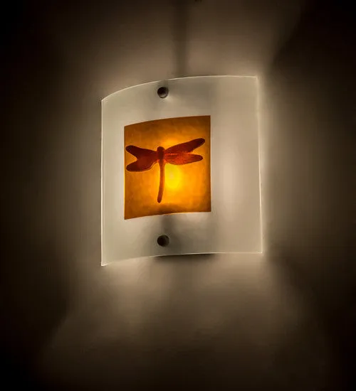 11"W Metro Fusion Dragonfly Wildlife Fused Glass Sconce