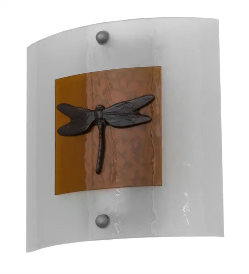 11"W Metro Fusion Dragonfly Wildlife Fused Glass Sconce