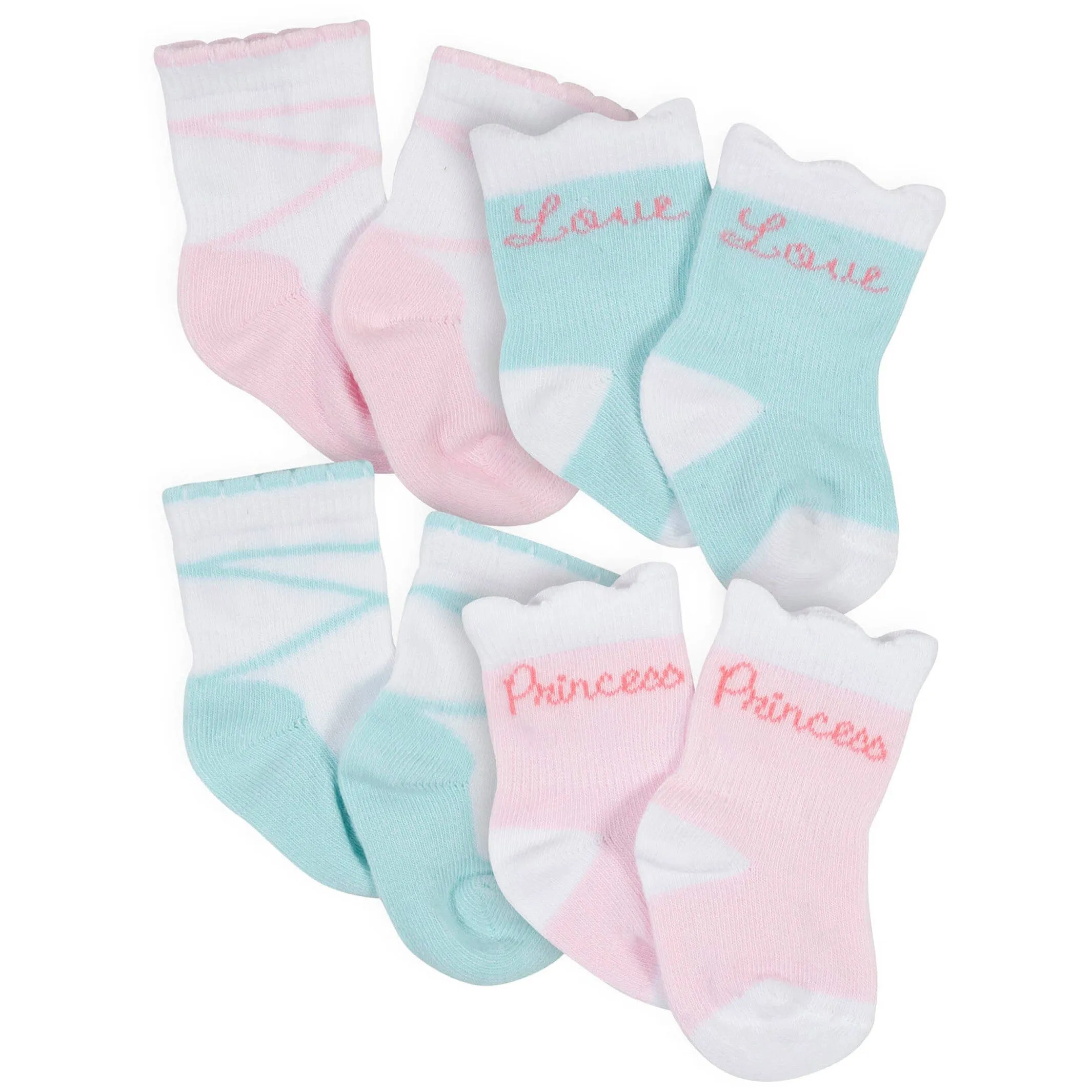 12-Pack Baby Girls Love, Floral, & Fairy Tale Wiggle-Proof™ Socks