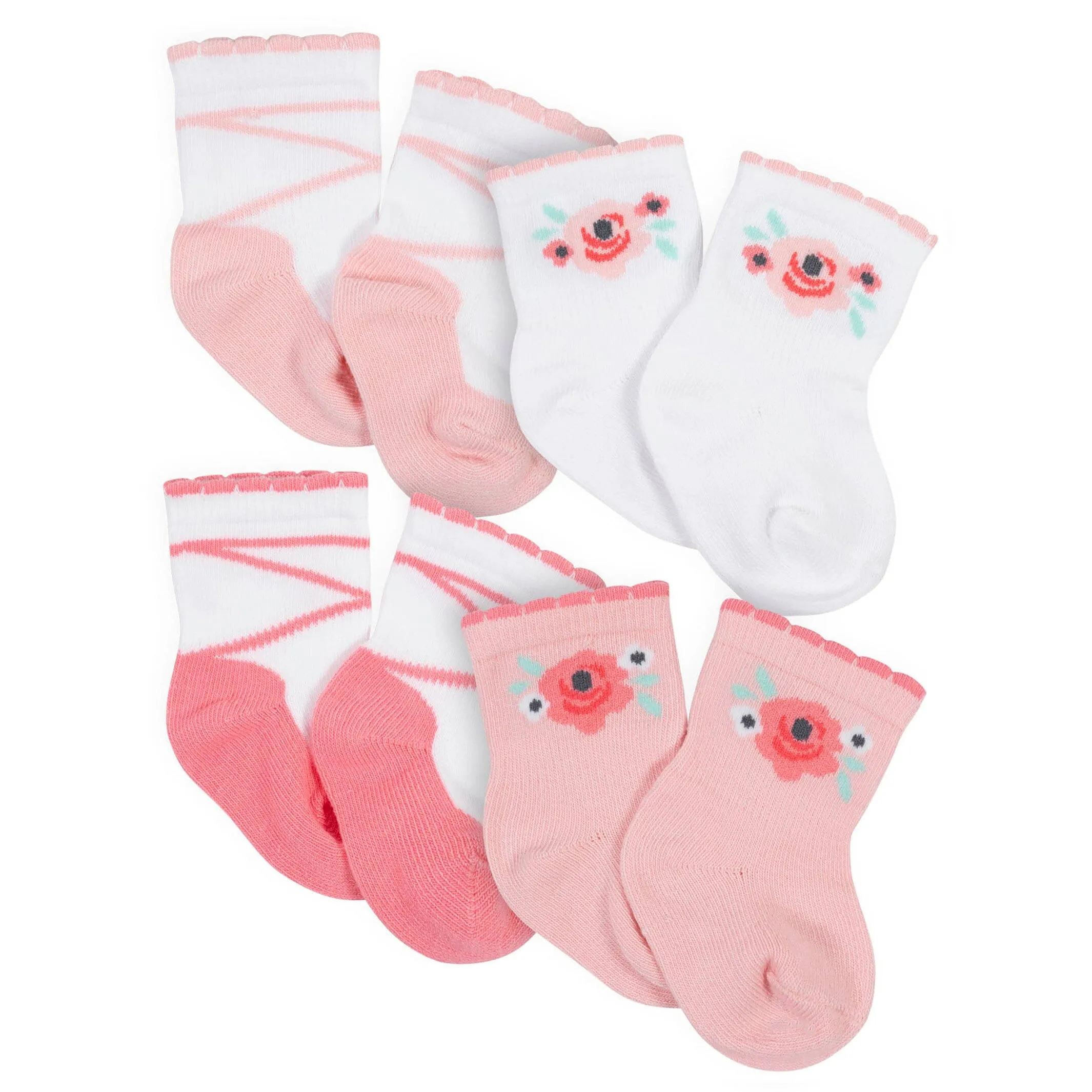 12-Pack Baby Girls Love, Floral, & Fairy Tale Wiggle-Proof™ Socks