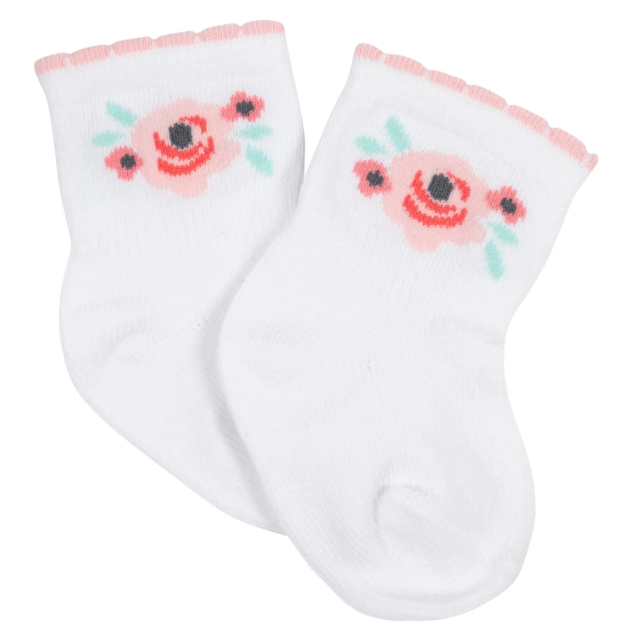 12-Pack Baby Girls Love, Floral, & Fairy Tale Wiggle-Proof™ Socks