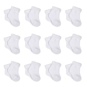 12-Pack White Wiggle Proof® Terry Bootie Socks