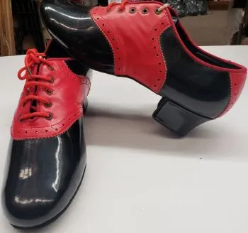 1.5" Ramsey II – Men's Latin Ballroom Oxford -- Red Leather/Black Patent