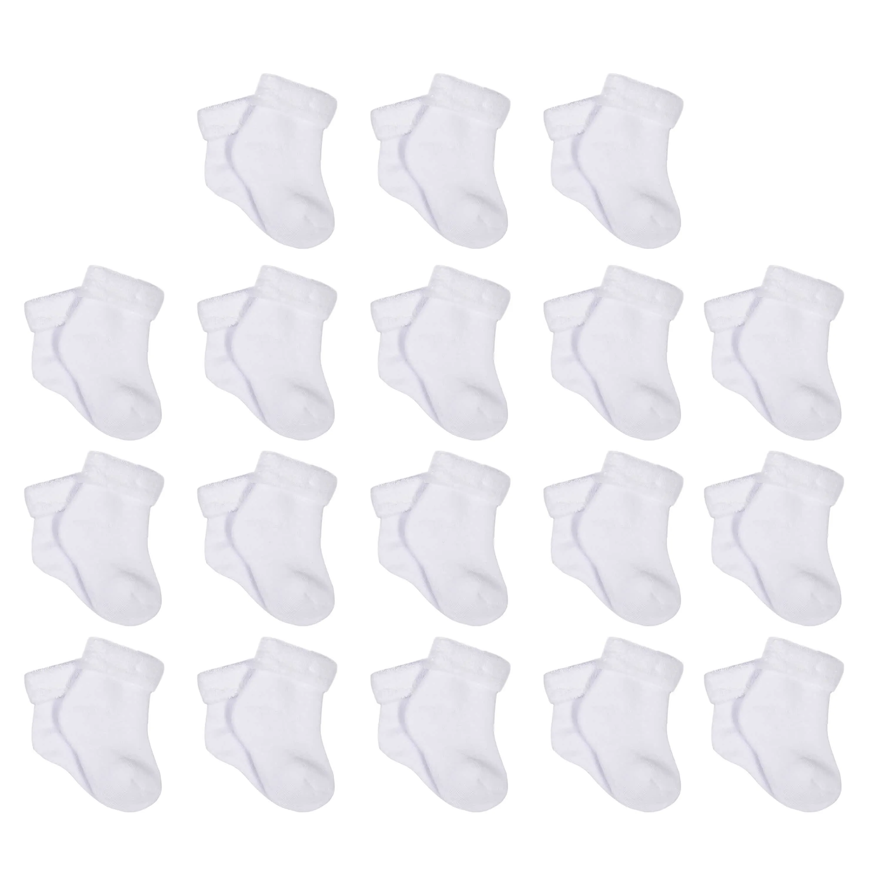 18-Pack Baby Neutral White Wiggle Proof® Socks