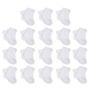 18-Pack Baby Neutral White Wiggle Proof® Socks