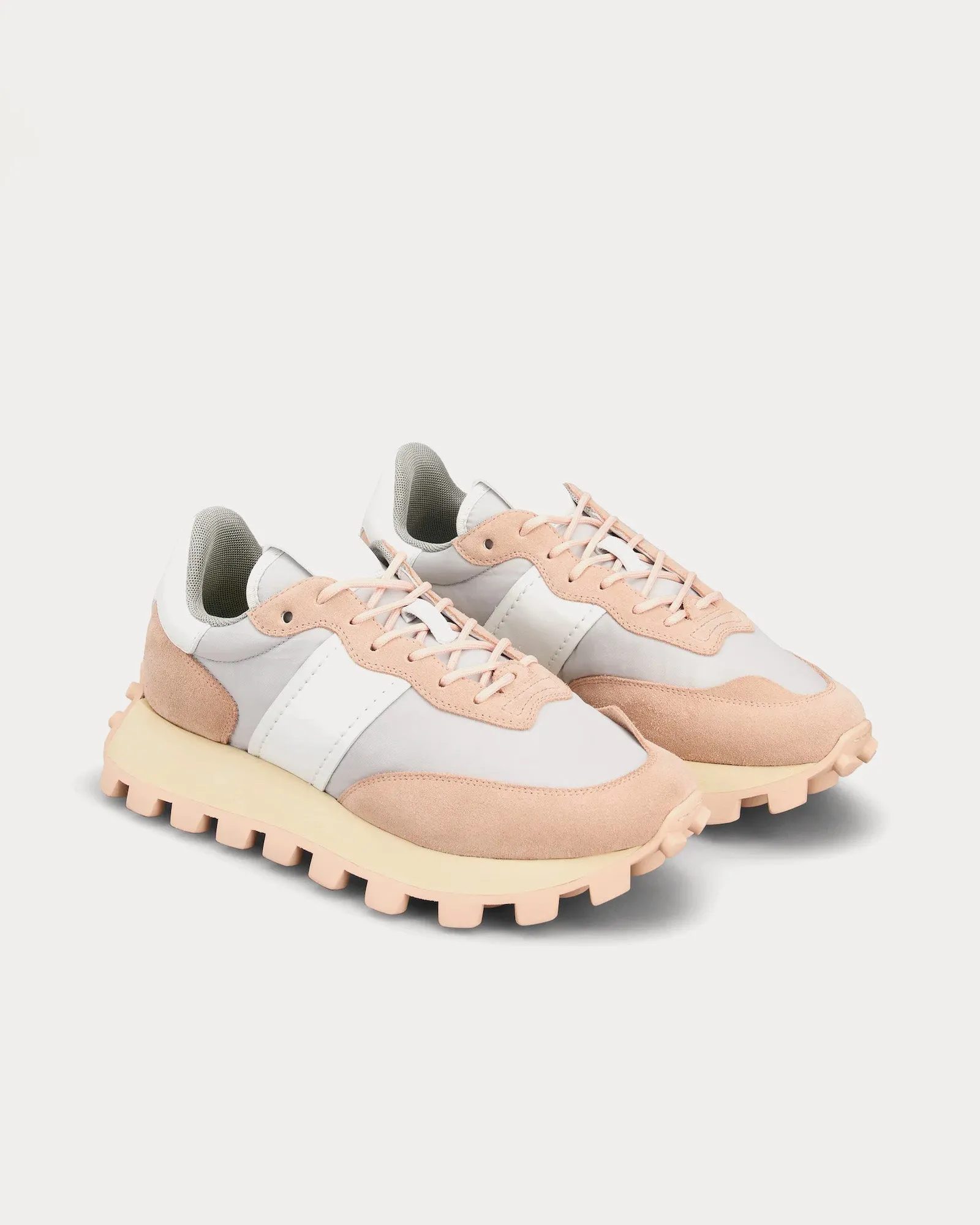 1T Suede & Fabric Pink / Grey / White Low Top Sneakers
