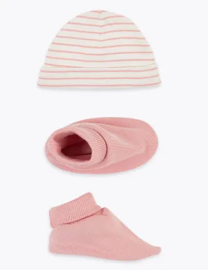 2 Piece Cotton Baby Hat & Booties Set