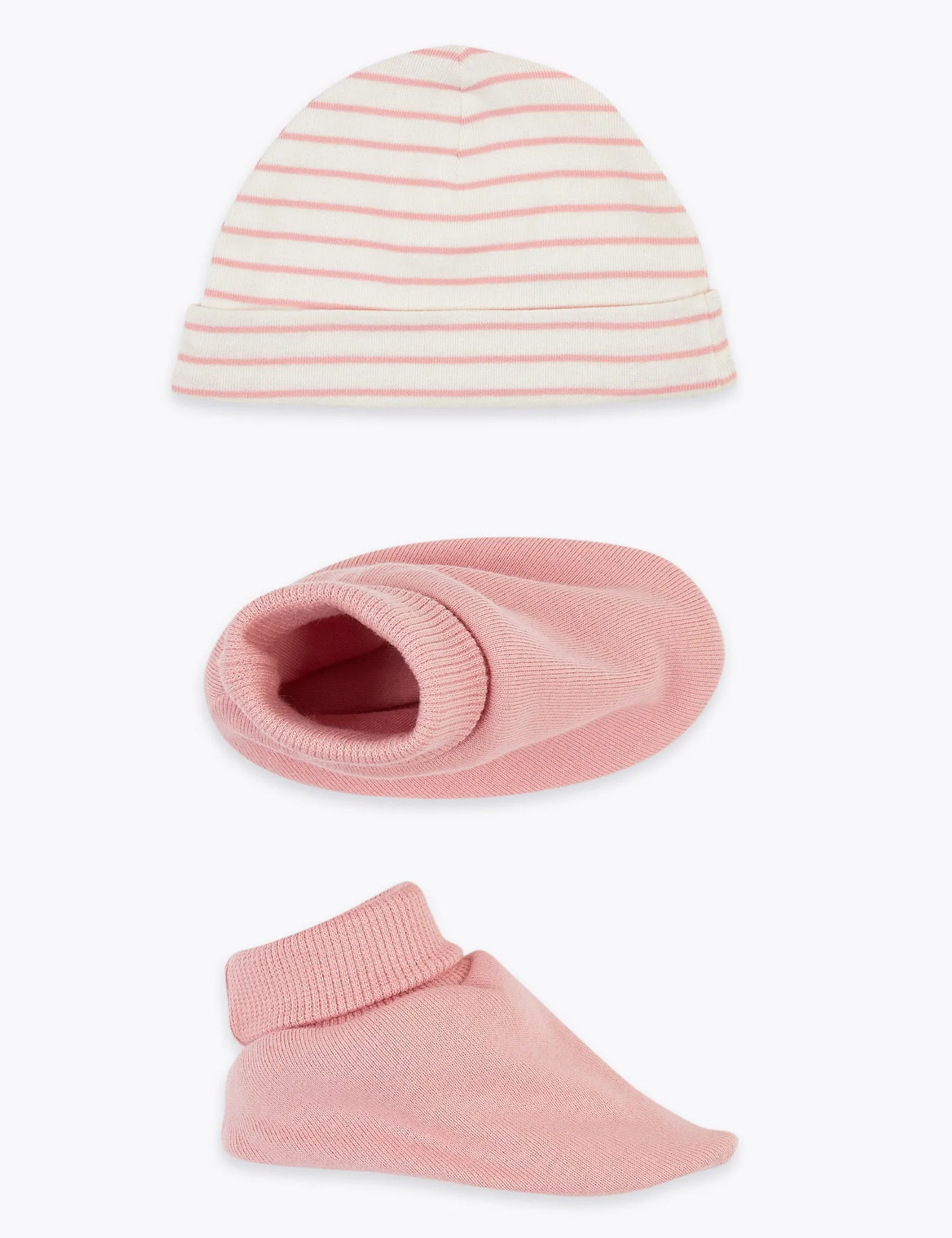 2 Piece Cotton Baby Hat & Booties Set