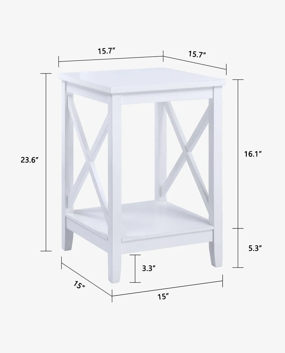 24" Visalia X-Side Tall Wood End Table