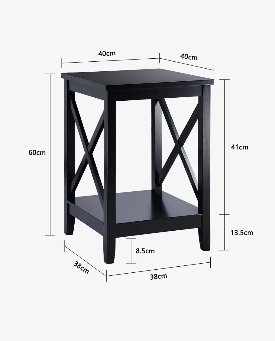 24" Visalia X-Side Tall Wood End Table