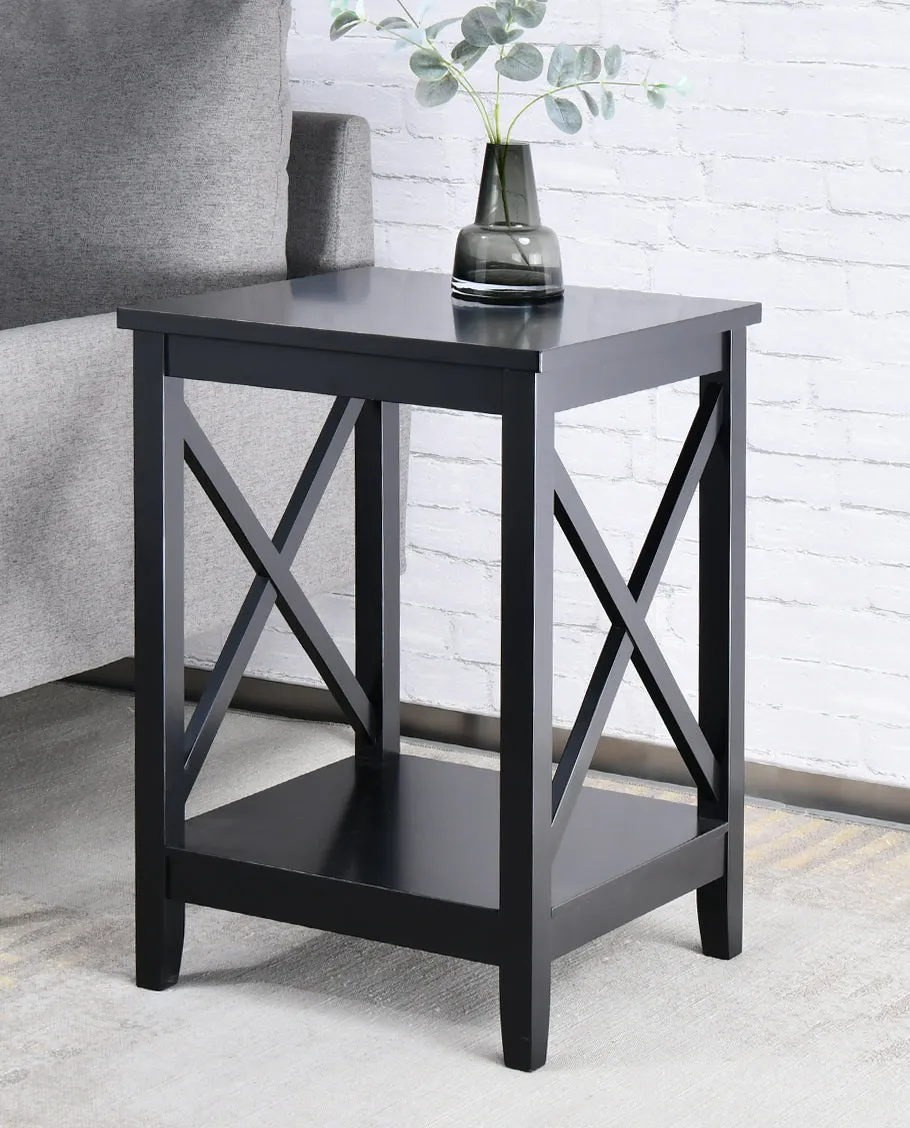 24" Visalia X-Side Tall Wood End Table