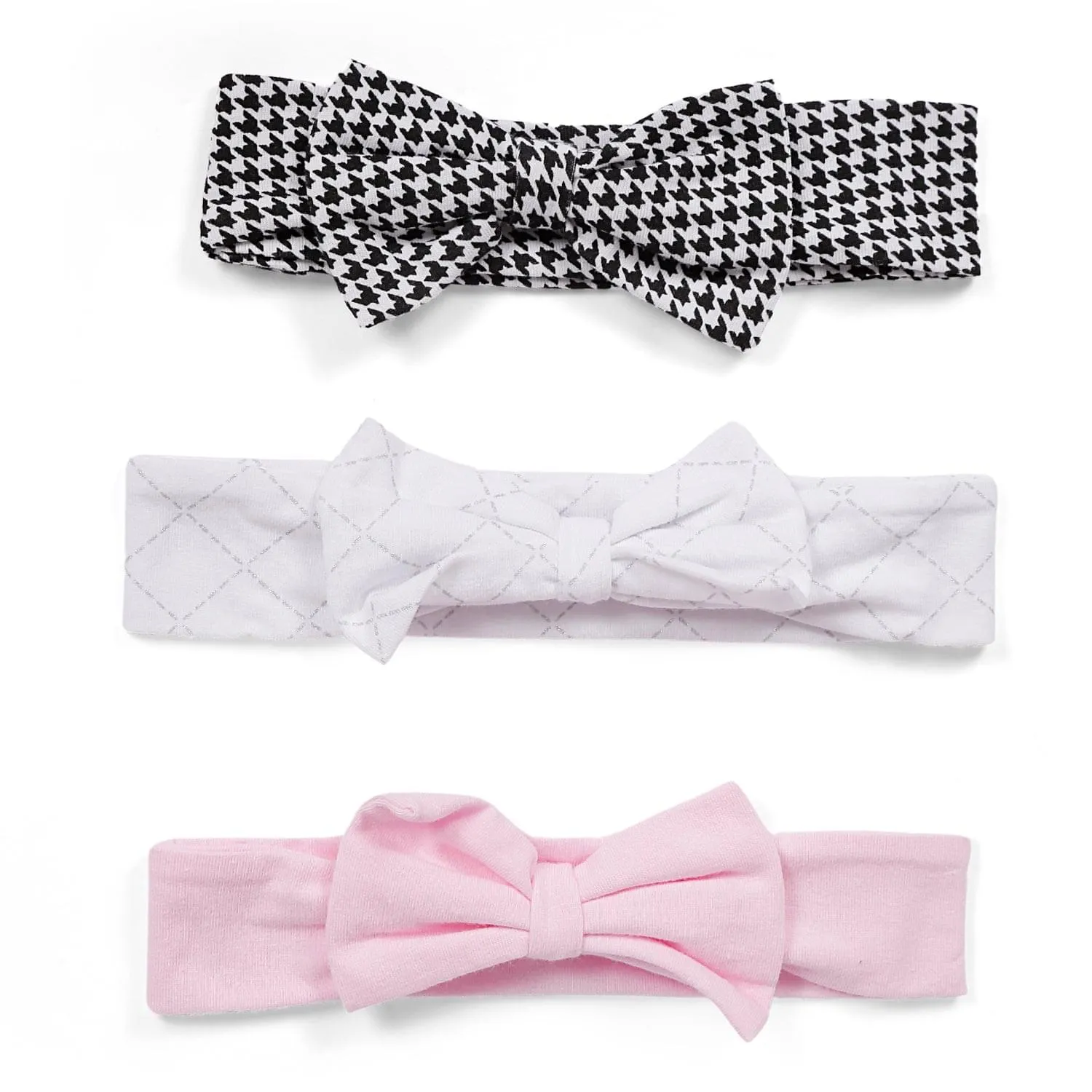 3 Headbands And 2 Pair Socks Gift Set Houndstooth Pink White