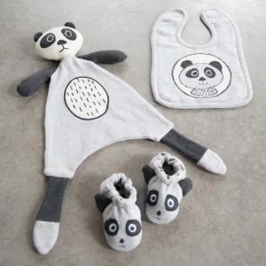 3 Piece Bert Panda Bear Baby Toy Soother Bib and Booty Set