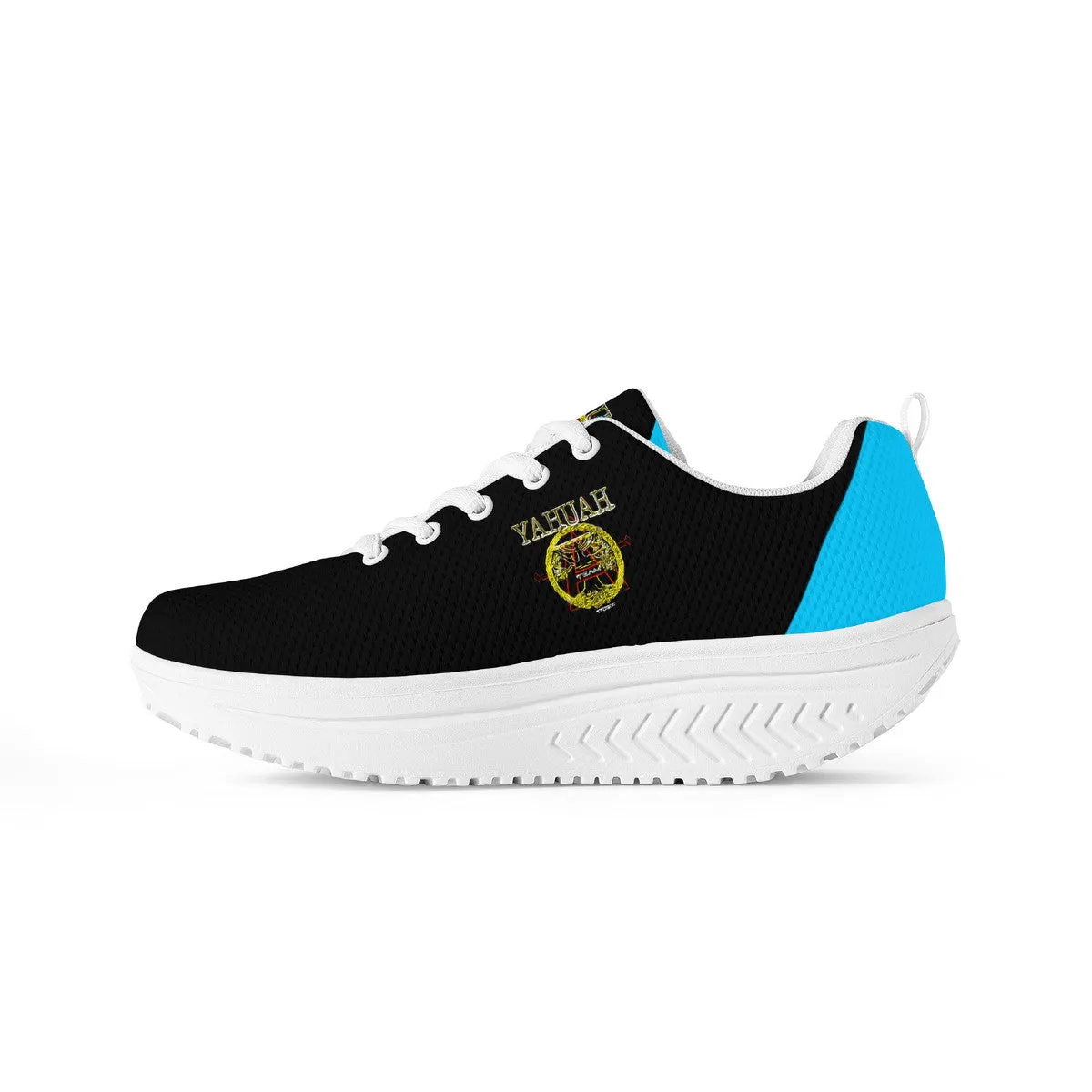 A-Team 01 Blue Ladies Mesh Heightened Rocking Sneakers