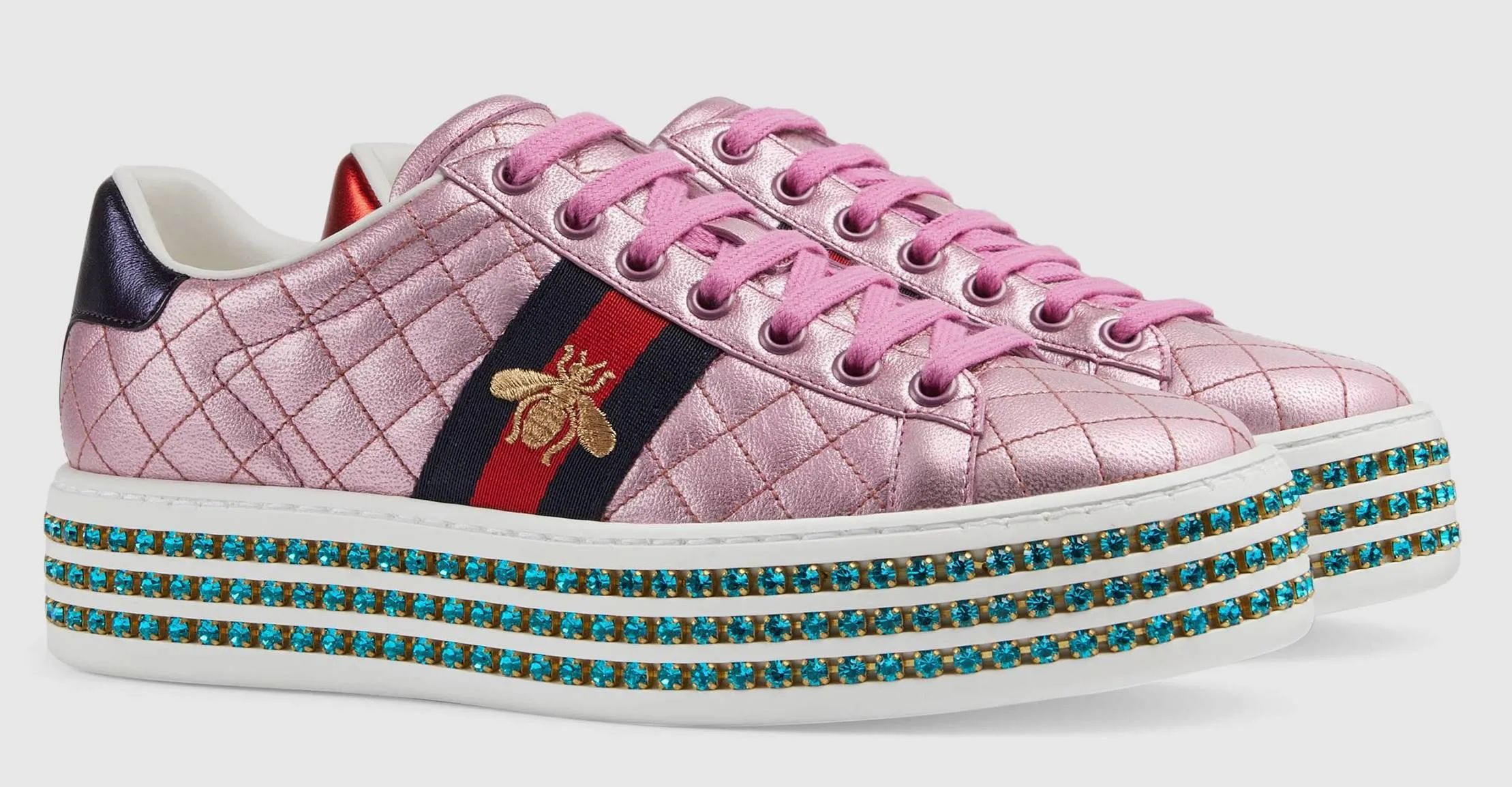 Ace Sneaker with Crystals, Silver or Pink