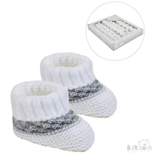 ACRYLIC BABY BOOTEES W/STRIPE : S437-W