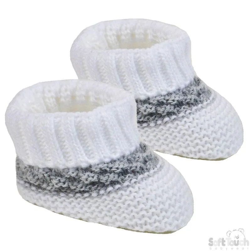 ACRYLIC BABY BOOTEES W/STRIPE : S437-W