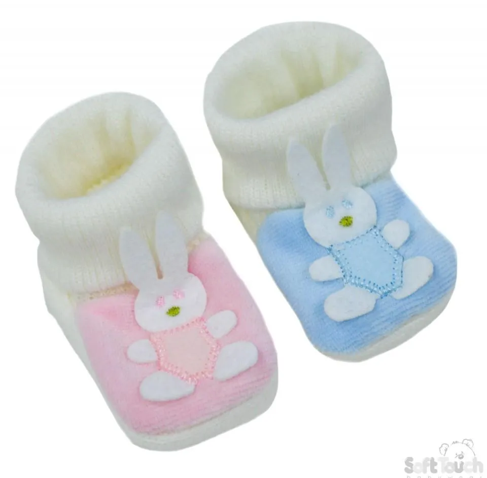 Acrylic Turnover Baby Bootees - Bunny : S425