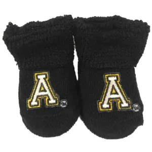 Appalachian State Mountaineers TFA Infant Baby Newborn Black "A" Socks Booties