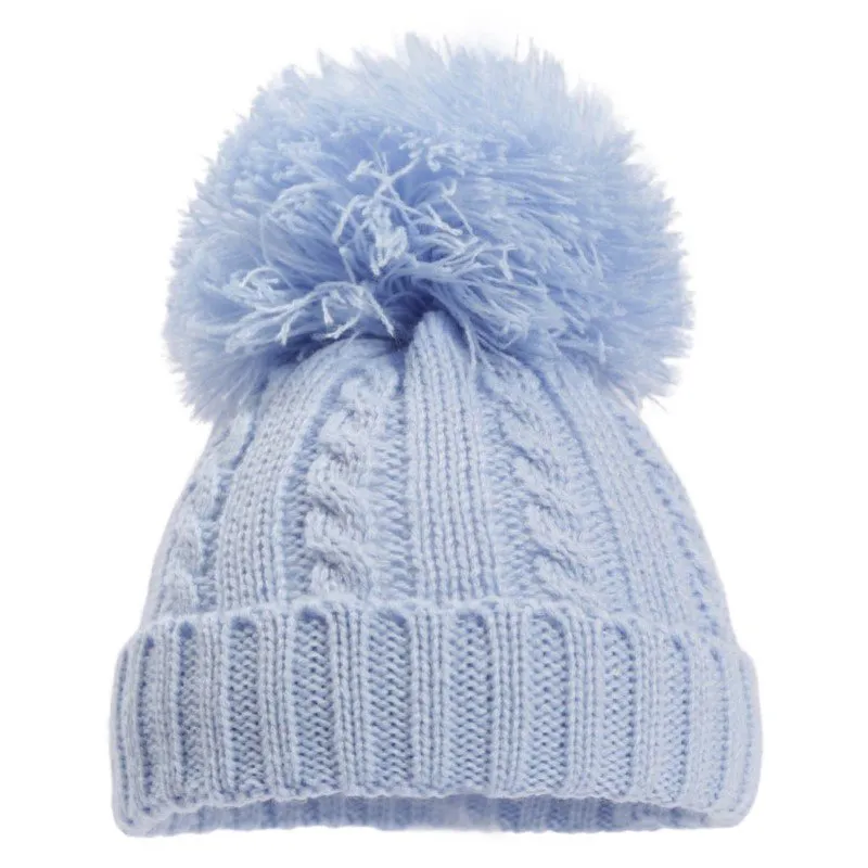 Baby Blue Knitted Pom Pom Hat