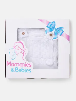 Baby Boy 4-piece Checked Knitted Gift Box Set - White