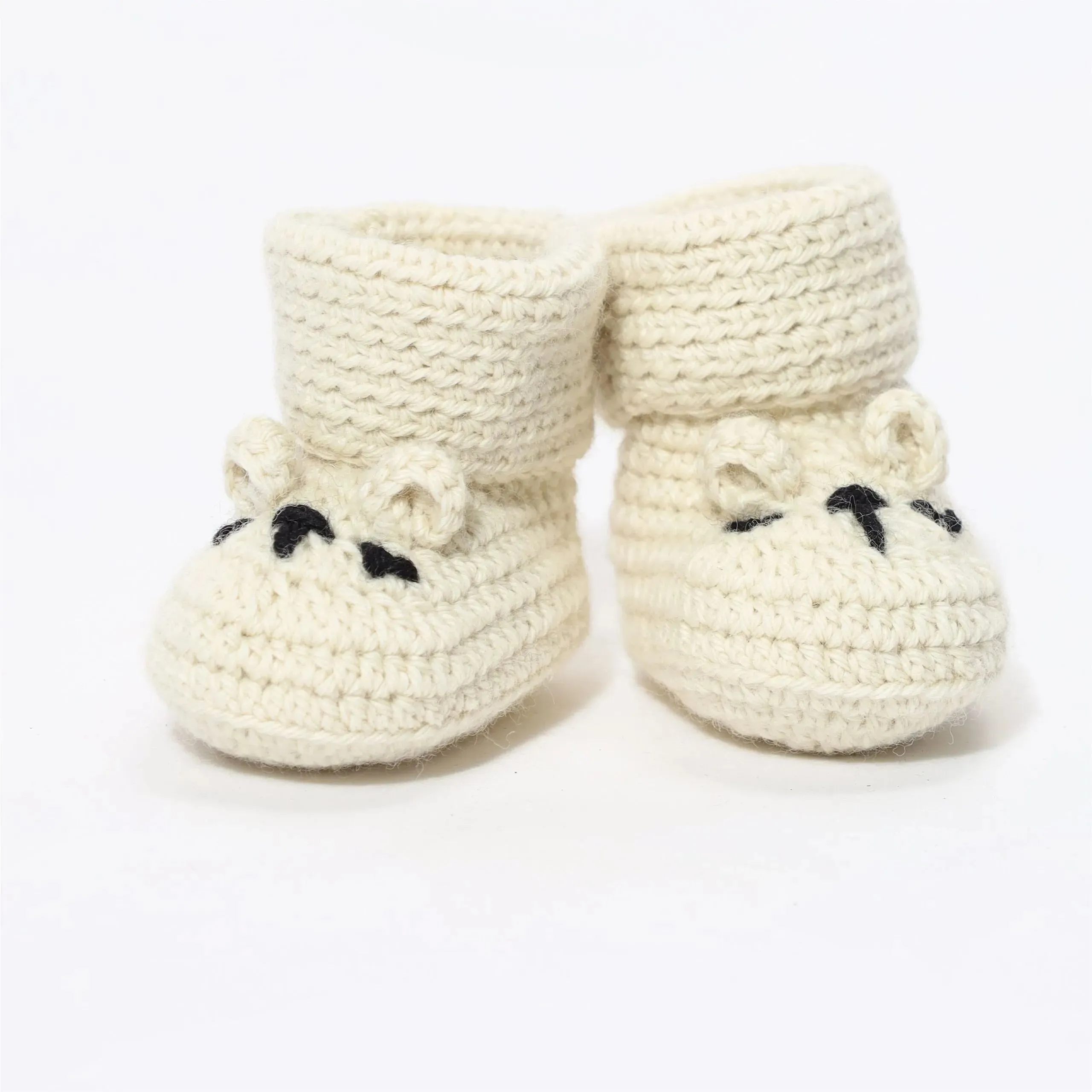 Baby Cute Pack Of 3 Crochet Booties - Off-White,Grey Melange, Coral Almond