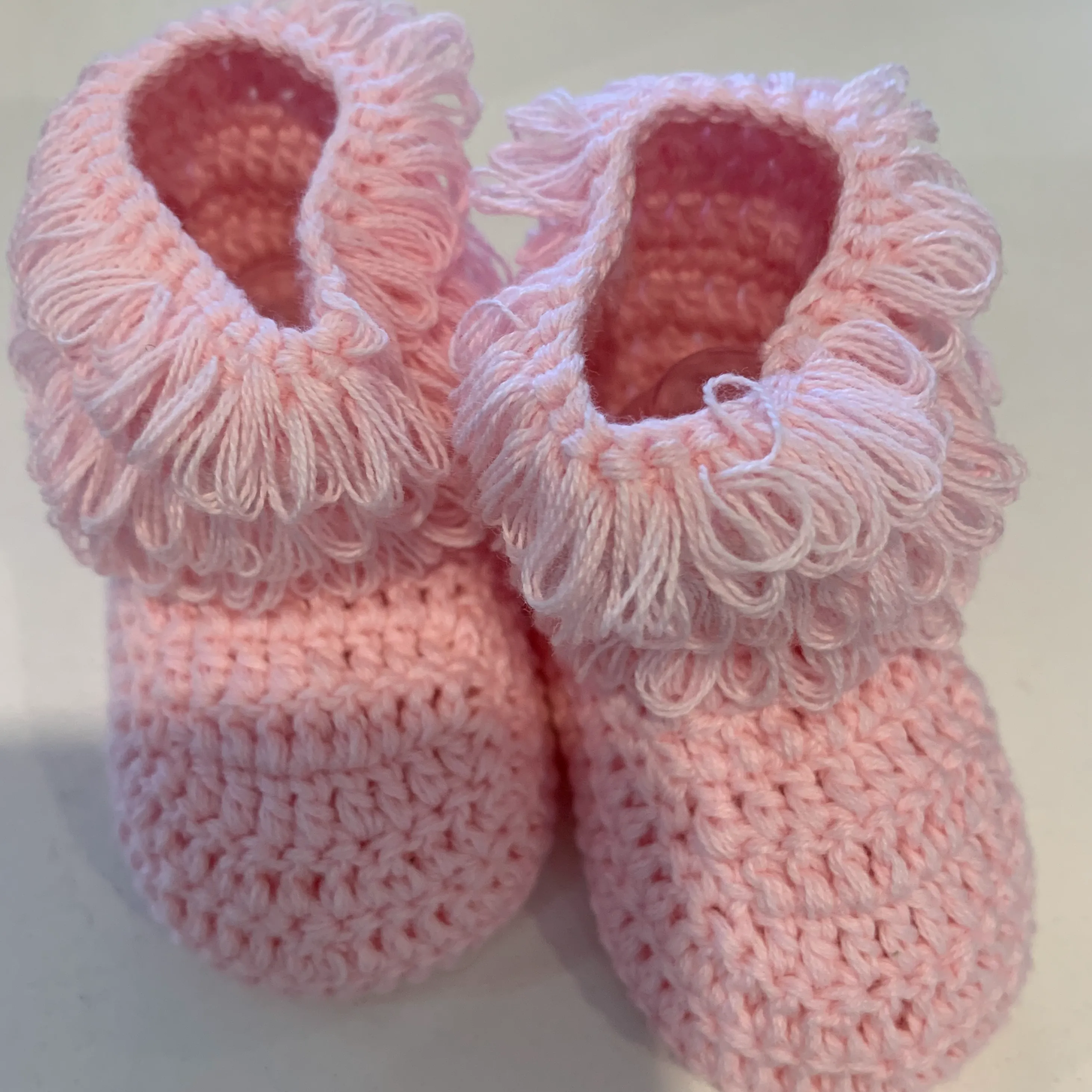 Baby Deer Pink Crochet Fringe Infant Booties