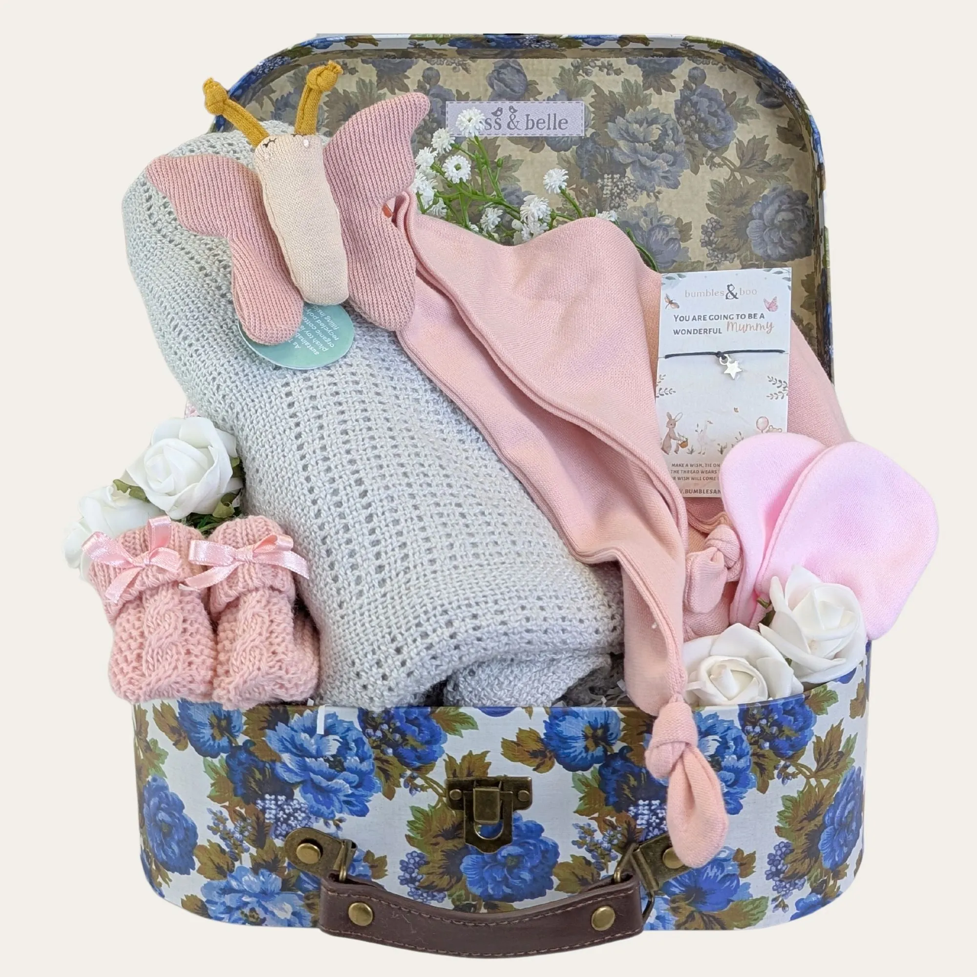 Baby Girl Gifts Hamper Organic Butterfly Soother, Blanket & Booties