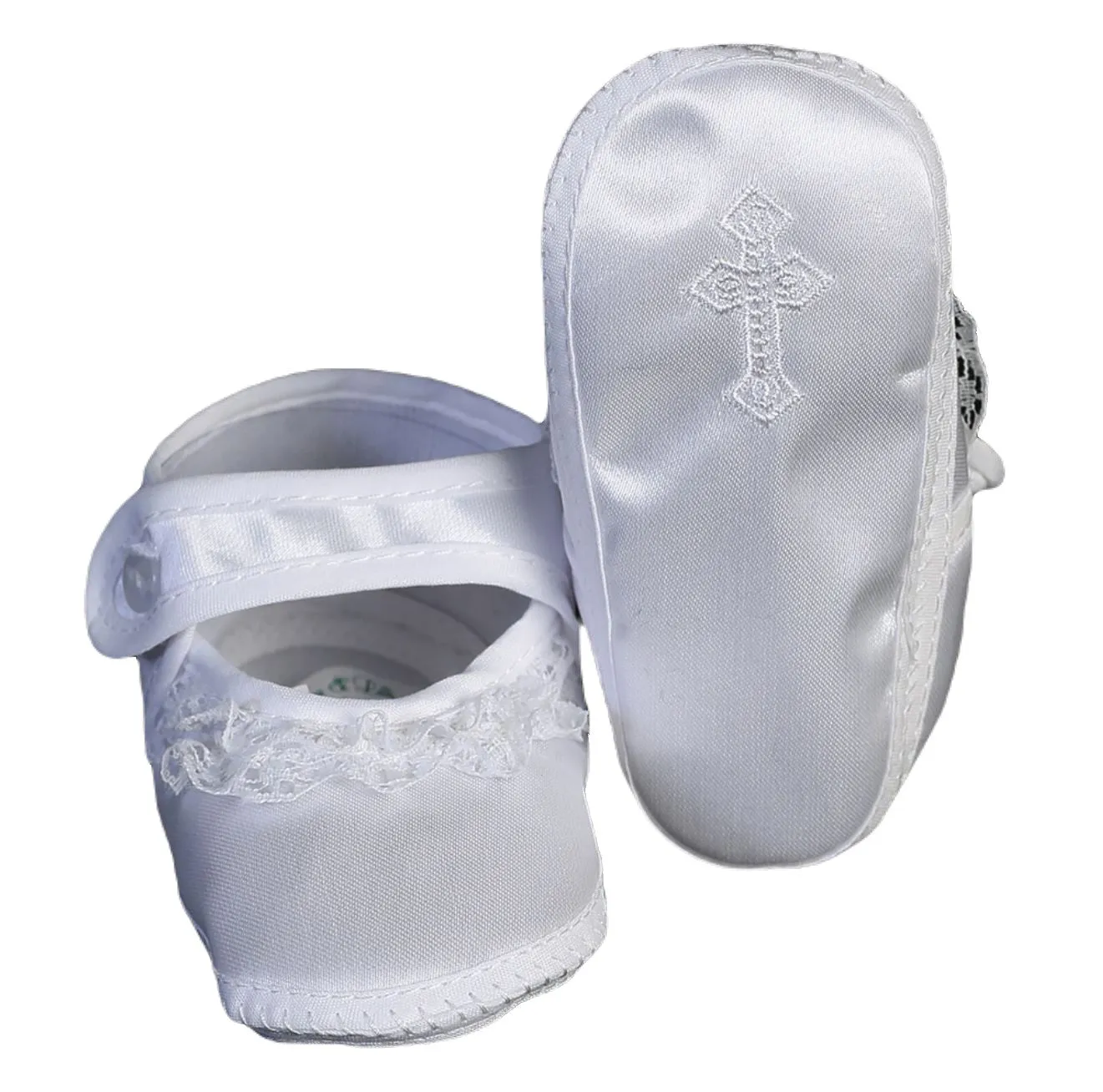 Baby Girls Baptism Bootie w/ Lace Trim (215)