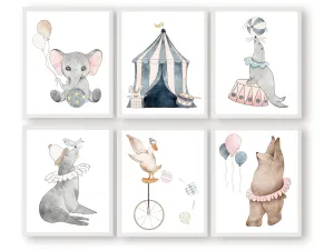 Baby Girl's Circus Nursery Prints