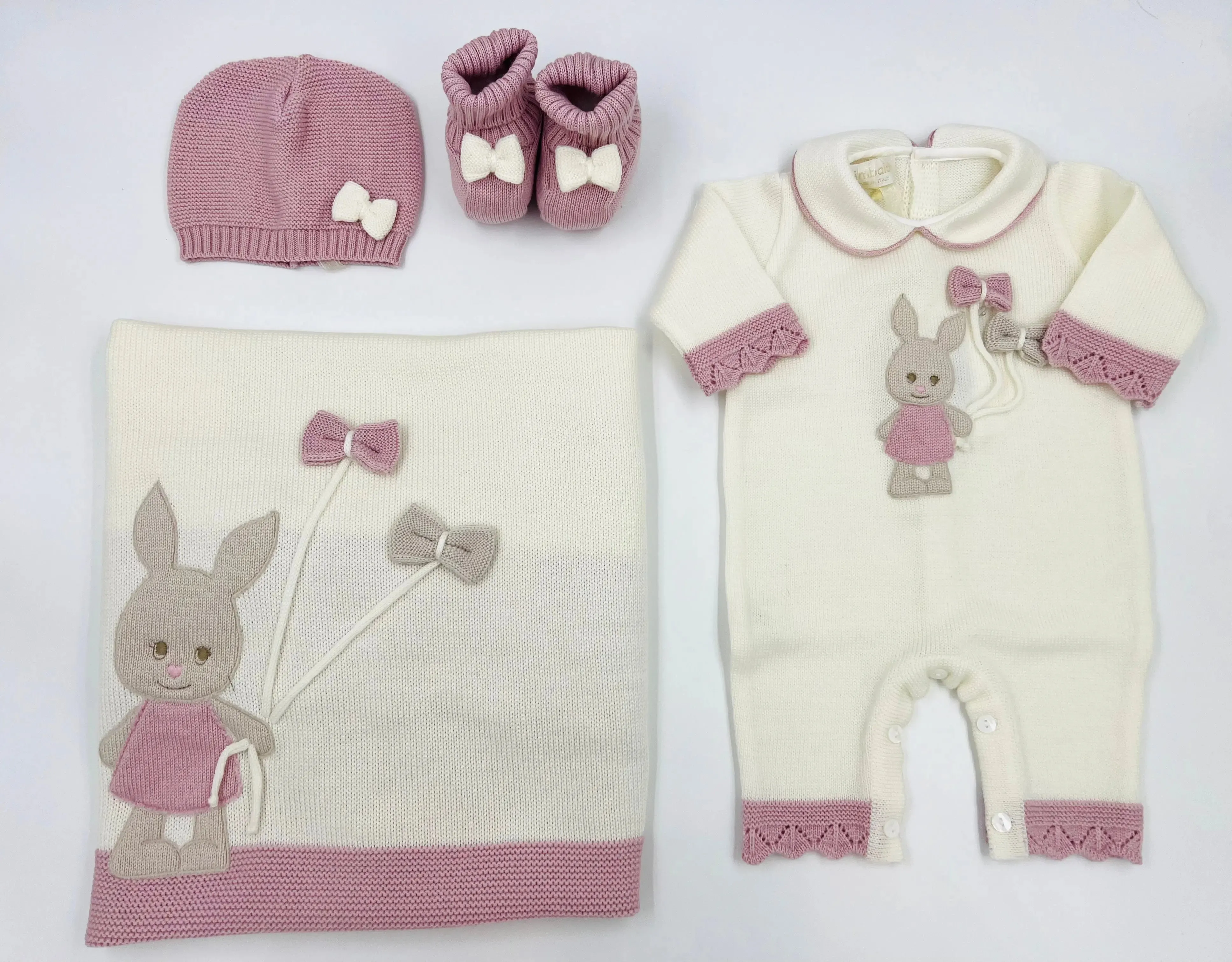 Baby Girls Knitted Layette Gift Set - Happy Bunny