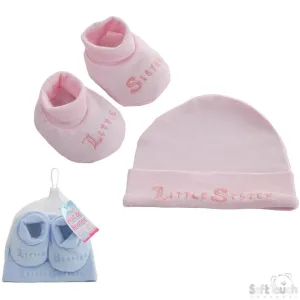 Baby Hat & Bootee Set - Little Brother/Sister: HB24