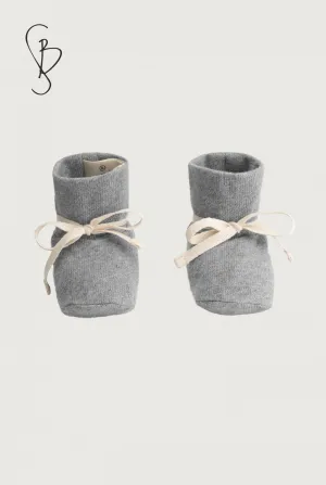 Baby Knitted Jersey Booties | Grey Melange