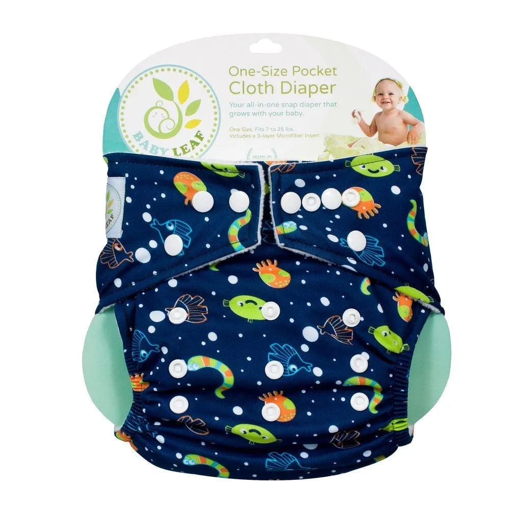 Baby Leaf Blue Ocean One-Size Cloth Diapers