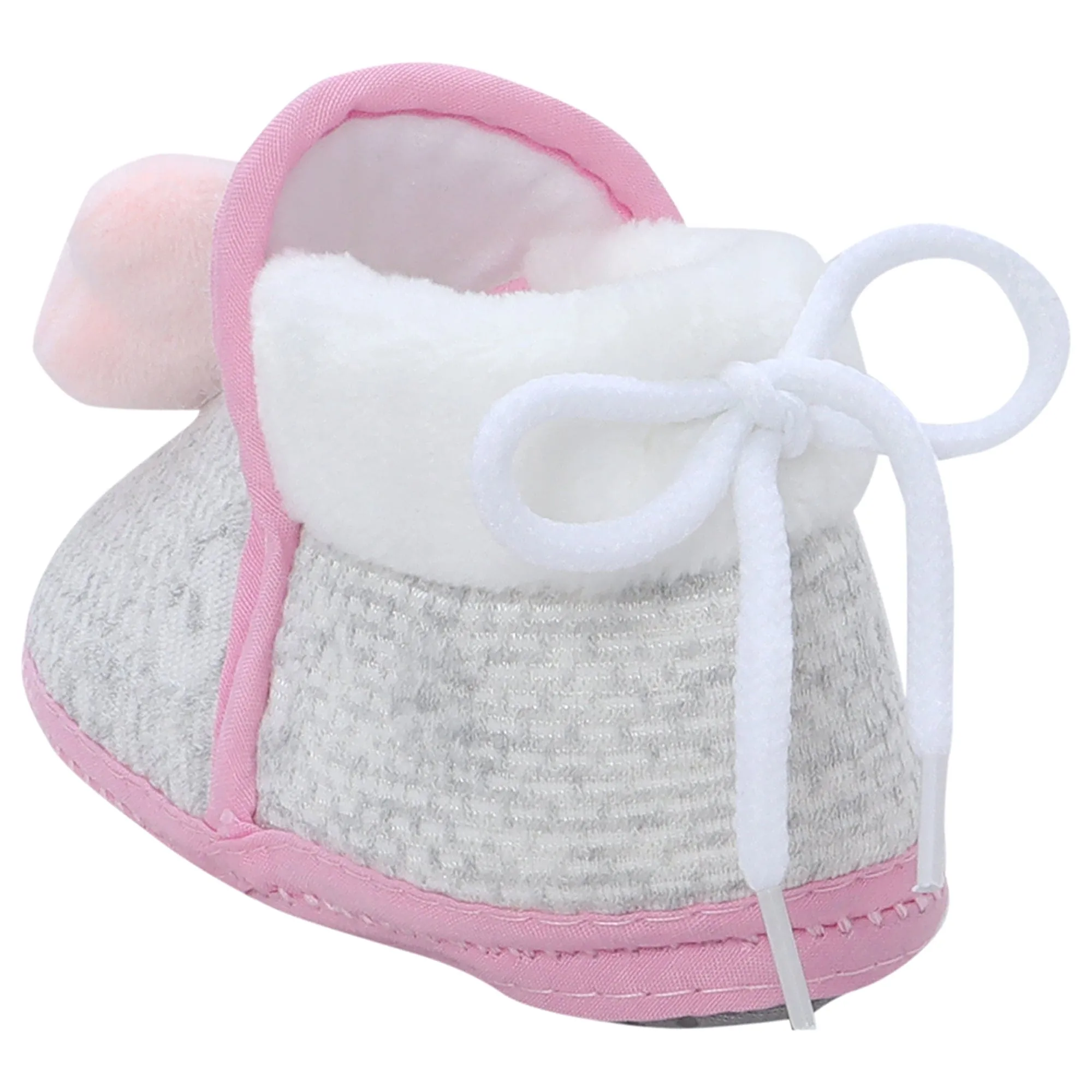 Baby Moo 3D Cute Kitty Soft Slip-On Anti-Skid Plush Warm Booties - Pink