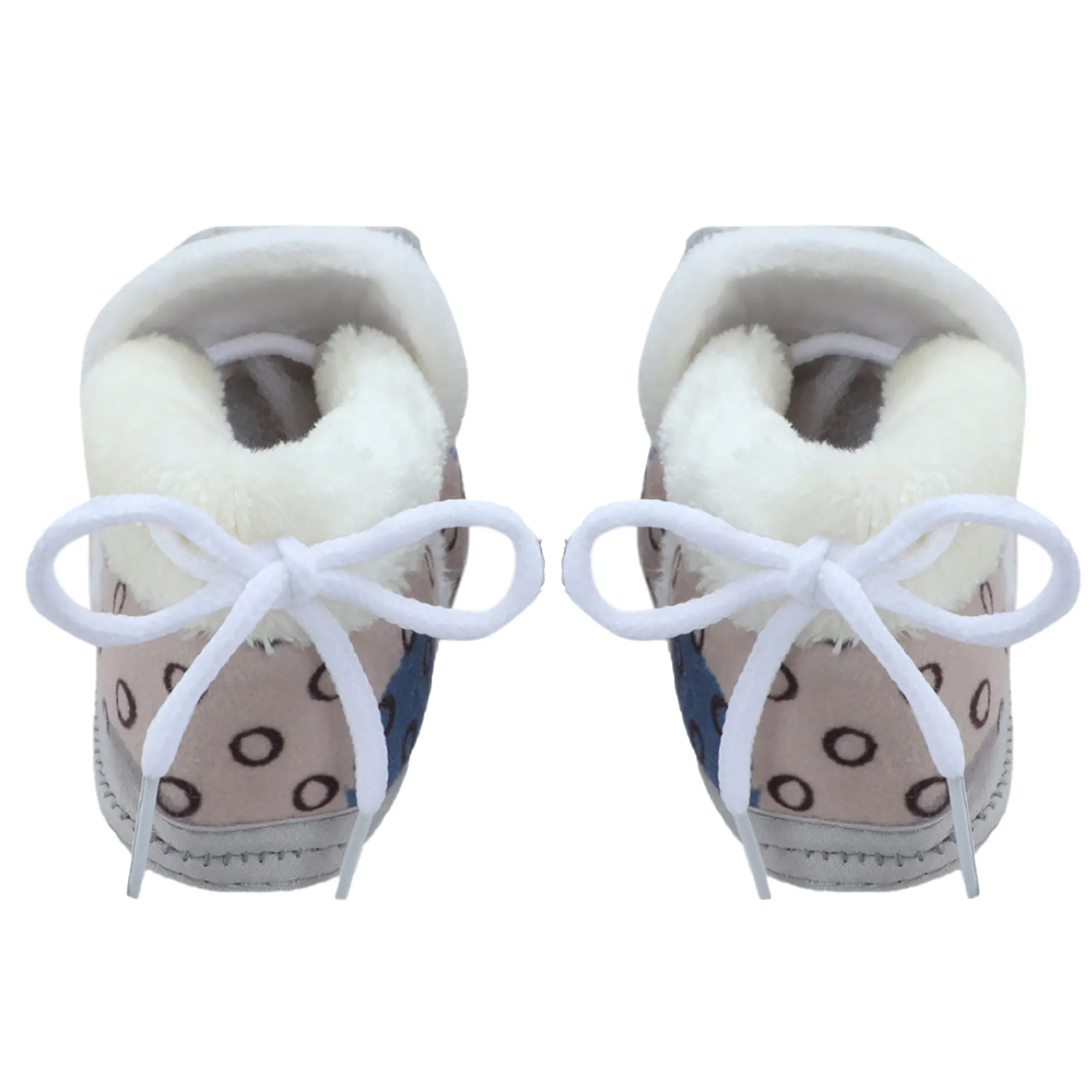 Baby Moo 3D Scout Kitty Soft Slip-On Anti-Skid Plush Warm Booties - Beige