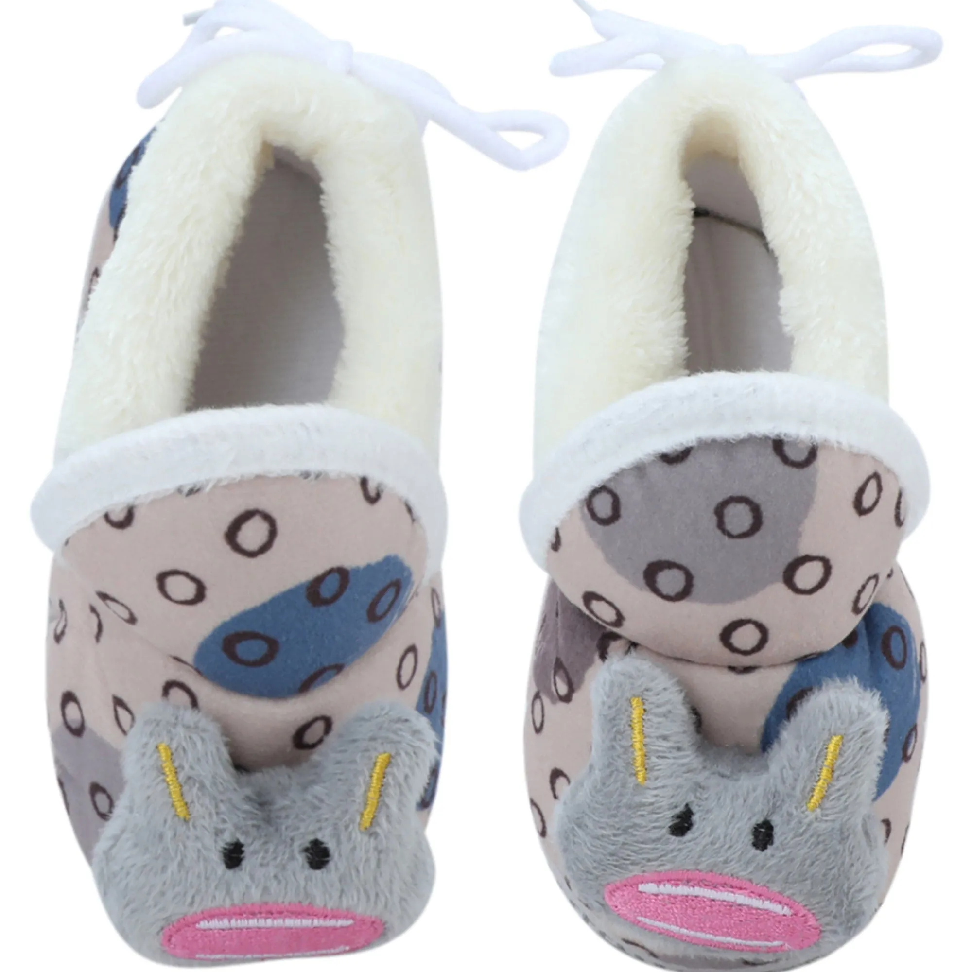 Baby Moo 3D Scout Kitty Soft Slip-On Anti-Skid Plush Warm Booties - Beige