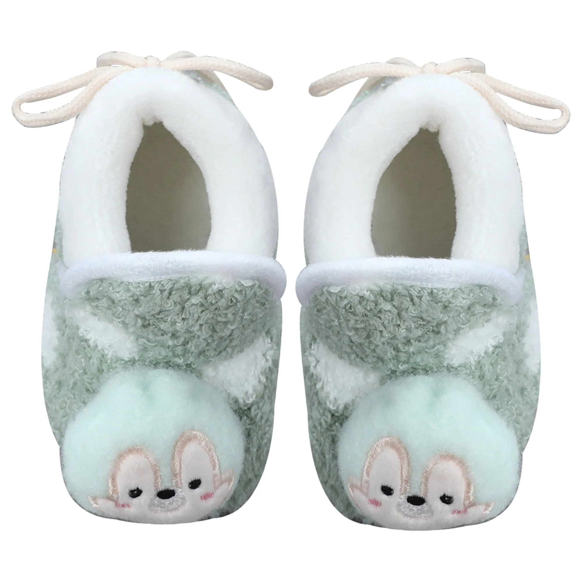 Baby Moo 3D Squirrel Soft Slip-On Anti-Skid Plush Warm Booties - Green