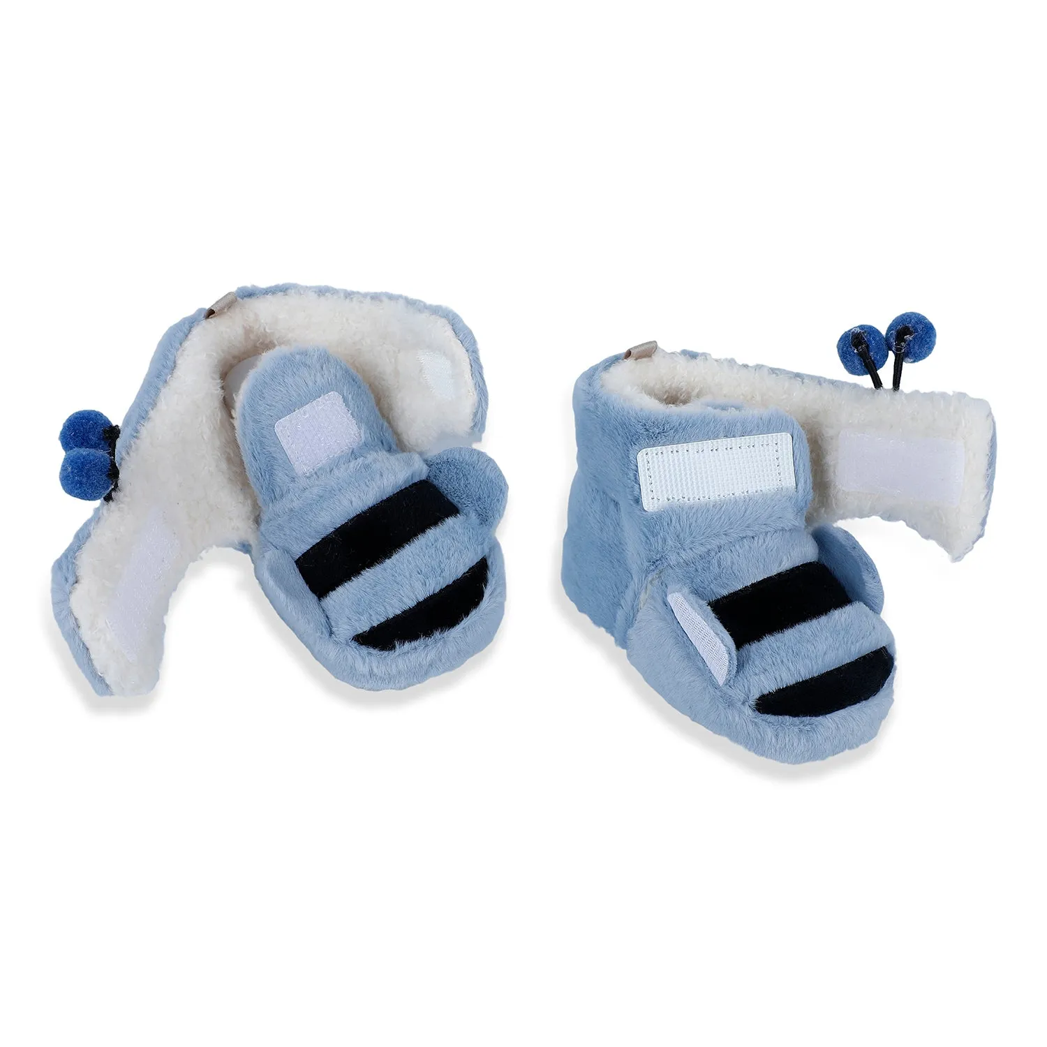 Baby Moo Bumble Bee 3D Warm Furry Booties - Blue