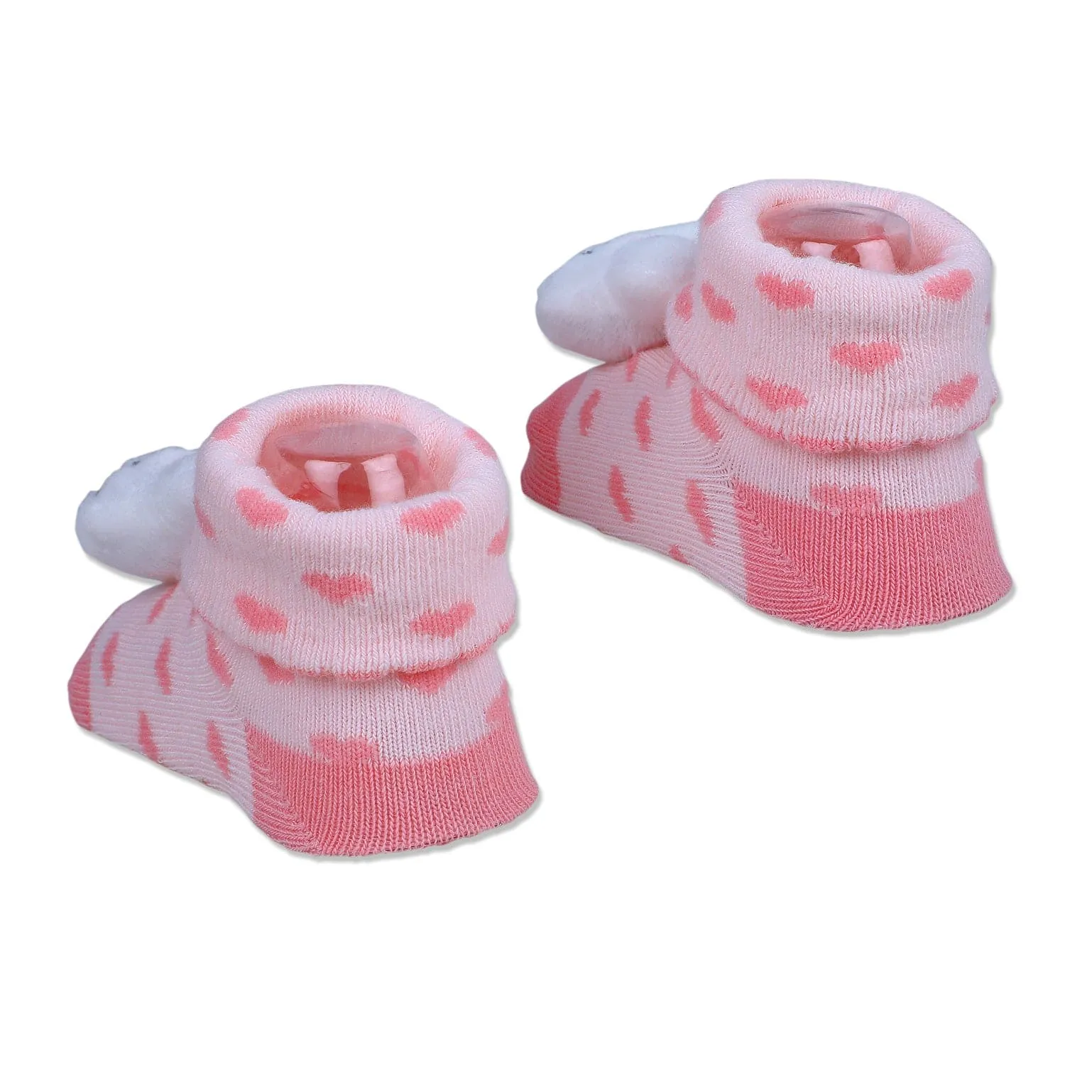 Baby Moo Bunny Heart Cotton Anti-Skid 3D Socks - Pink