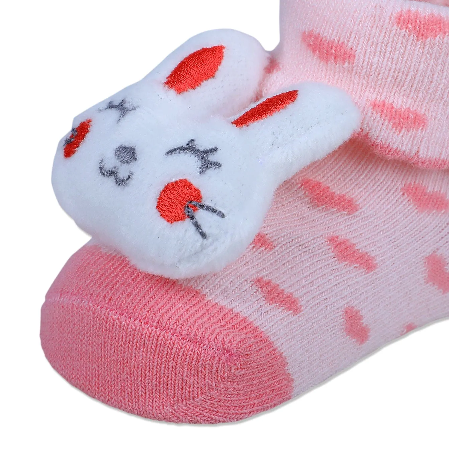 Baby Moo Bunny Heart Cotton Anti-Skid 3D Socks - Pink