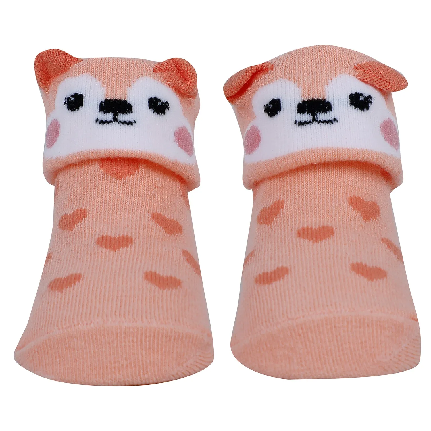 Baby Moo Cute Puppy 3D Anti-Skid Socks Booties Pack of 3 - Pink