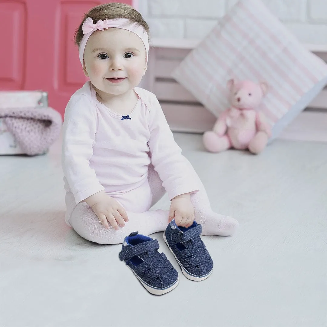 Baby Moo Denim Blue Velcro Booties