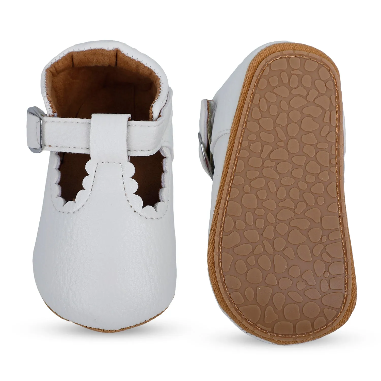 Baby Moo Dressy White Velcro Booties