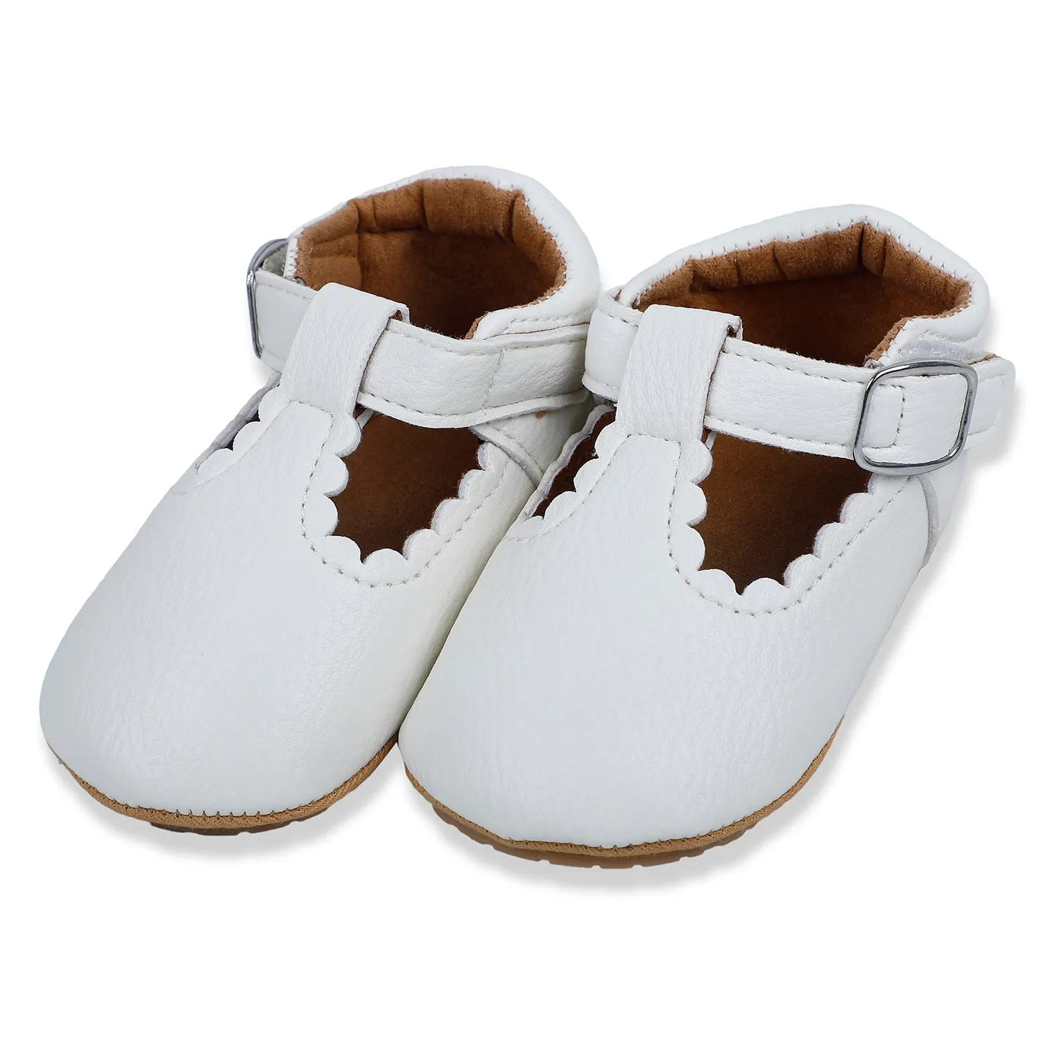 Baby Moo Dressy White Velcro Booties