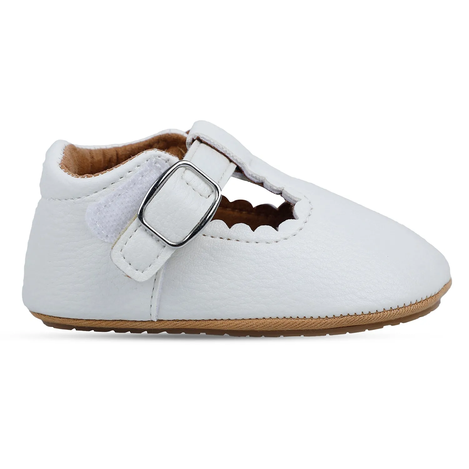 Baby Moo Dressy White Velcro Booties