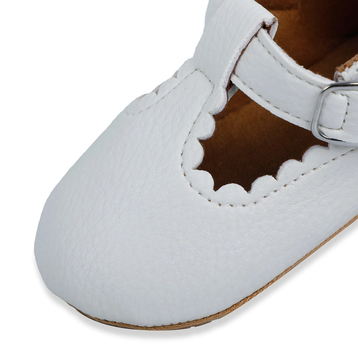 Baby Moo Dressy White Velcro Booties