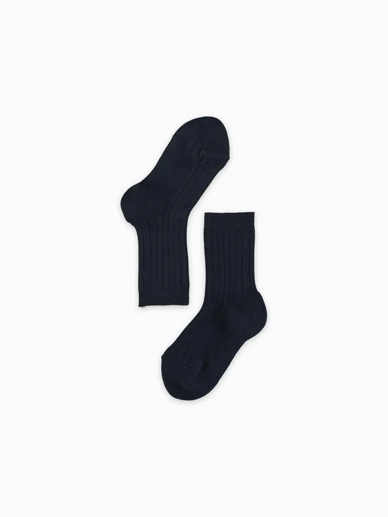 baby navy ribbed short socks